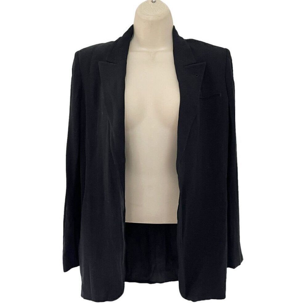 John Paul Gaultier Woman's Sz 40 (US  Sz 6) Black Open Front Wool Blend Blazer